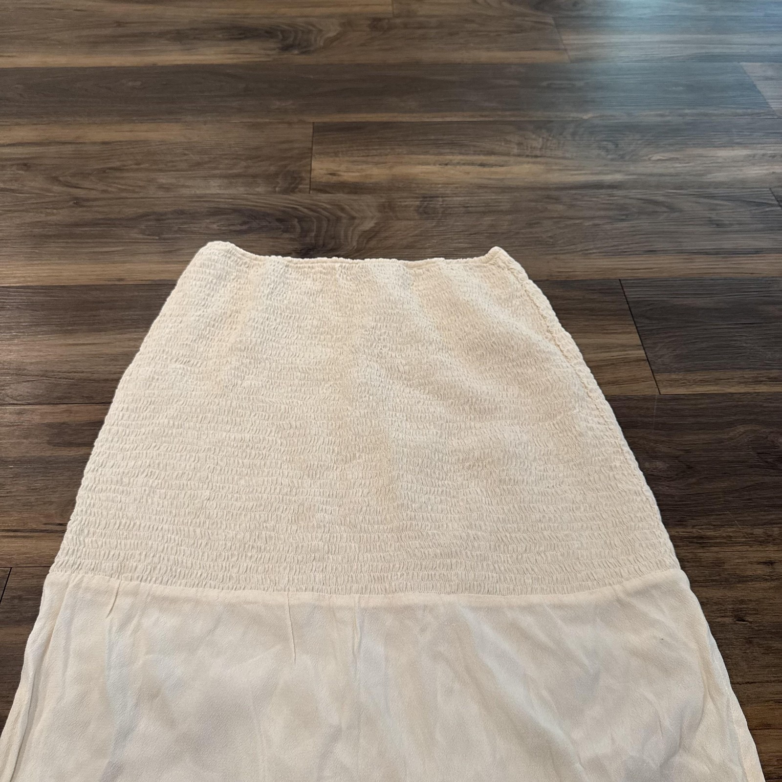 Trois The Label Skirt Womens S/M Cream Strapless Smocked Bodice Maxi Slit — image 4 of 7
